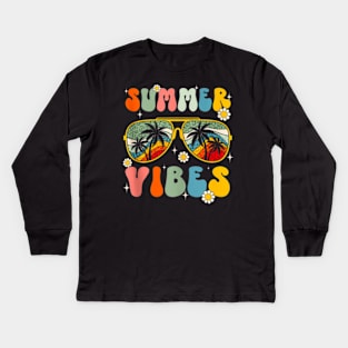 Summer Vibes Retro Glasses Kids Long Sleeve T-Shirt